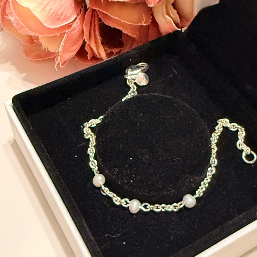 Madewell Silver Bracelet with Pearls